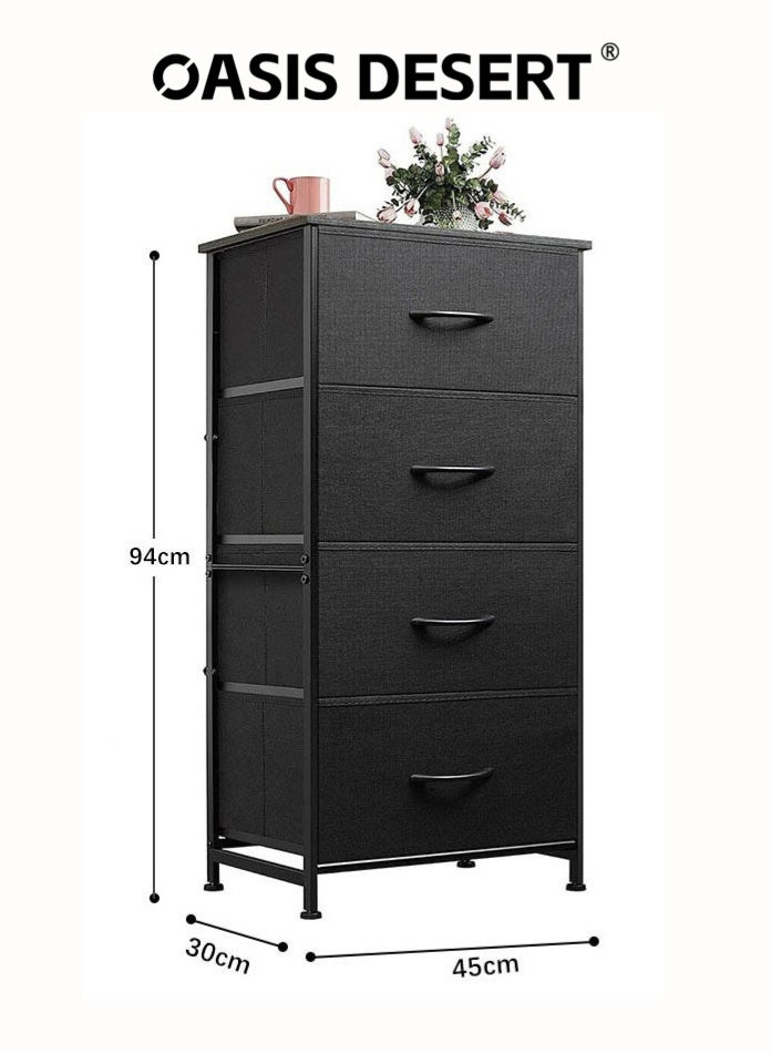 OASIS DESERT Dresser with 4 Drawers, Storage Tower, Organizer Unit, Fabric Dresser for Bedroom, Hallway, Nesting Tables, Entryway, Closets, Sturdy Steel Frame, Wood Top, Easy Pull Handle, Black - Image 2